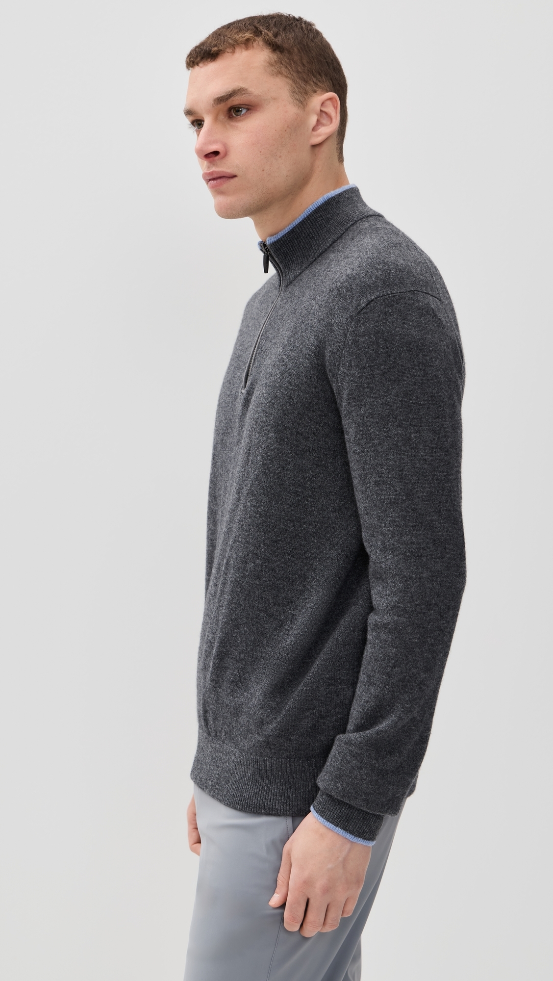 Greyson Sebonack Cashmere Blend Quarter Zip Sweater Dark Grey Heather