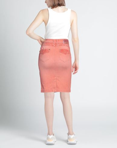 Woman Denim skirt Salmon pink Size 4 Cotton, Elastane