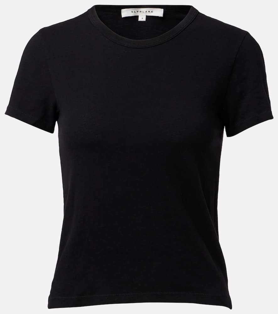 Cropped cotton jersey T-shirt