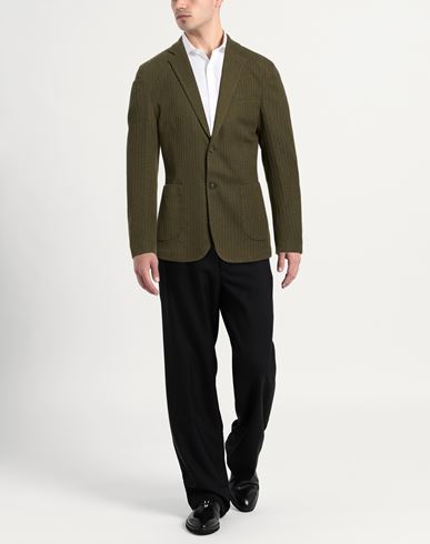 Man Blazer Military green Size 36 Polyester, Cotton, Elastane
