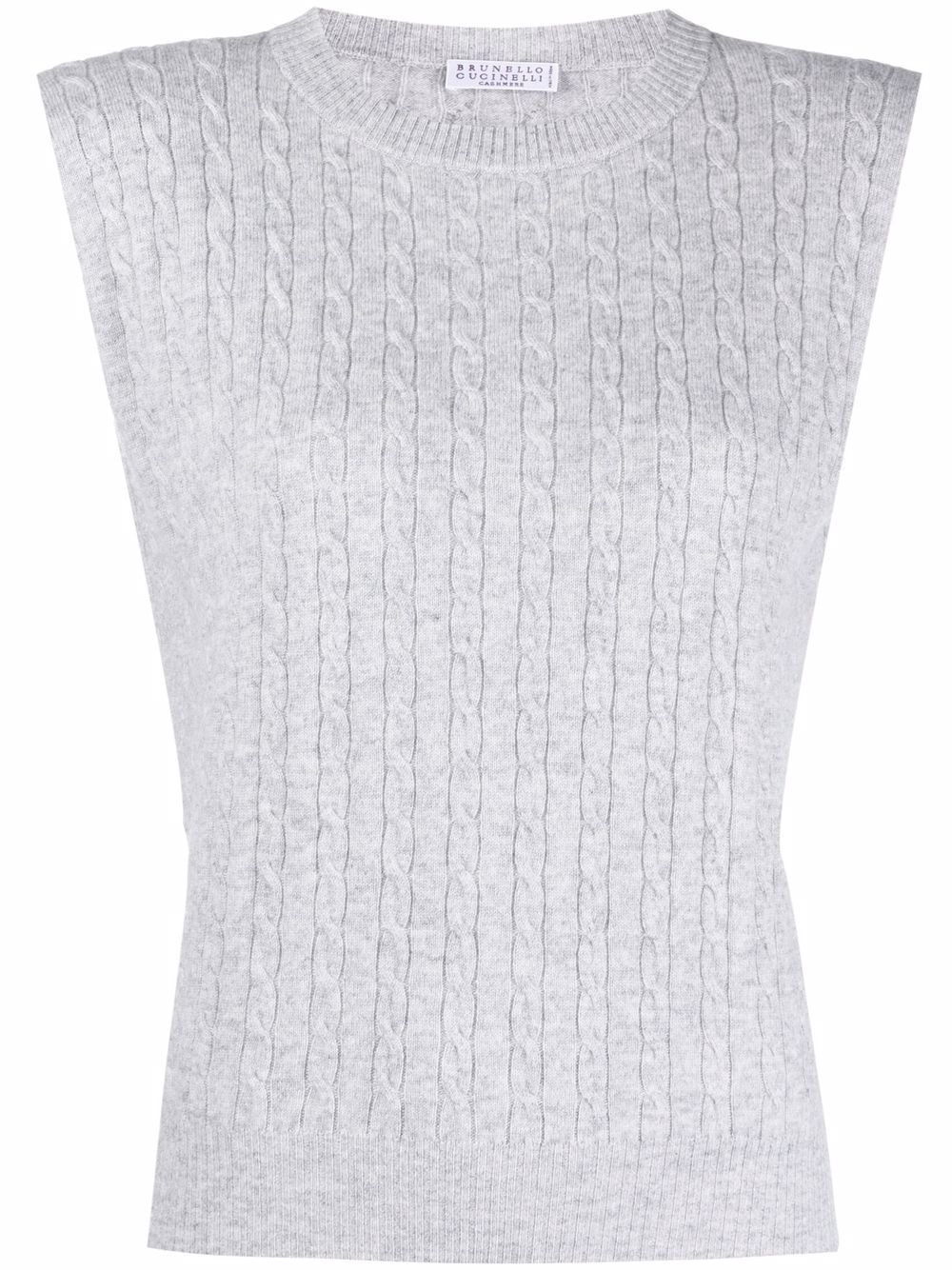 Sleeveless cable-knit top - Grey