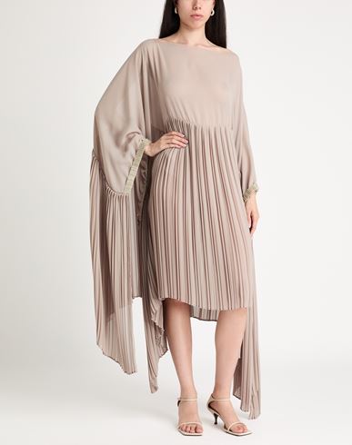 Woman Midi dress Khaki Size S Polyester