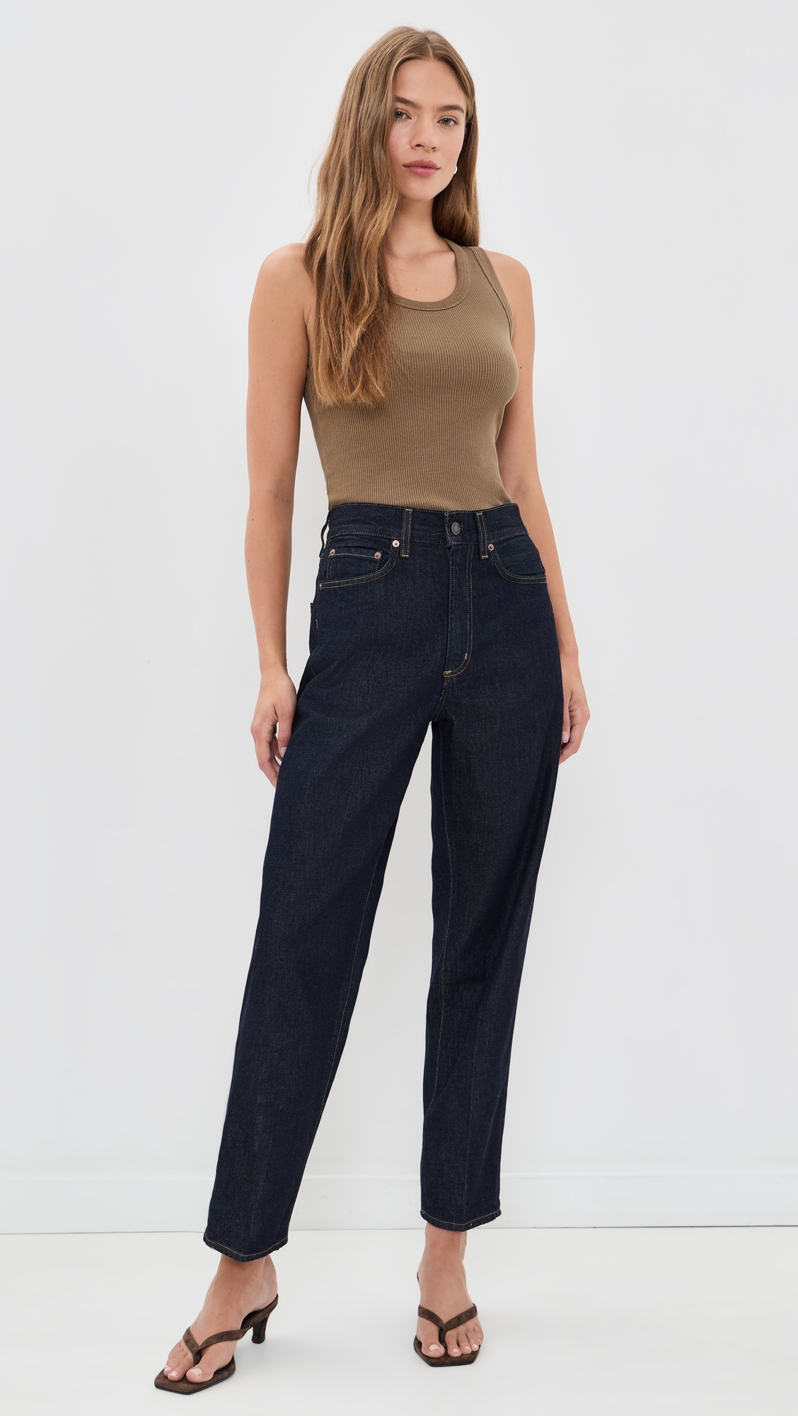 80s High Rise Vintage Taper Jeans Rinse