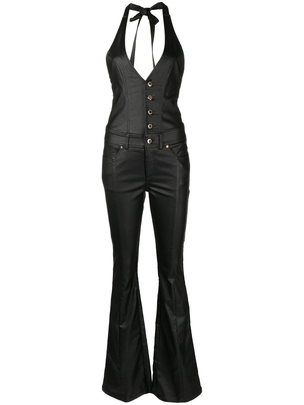 Button-down V-neck jumper - Black