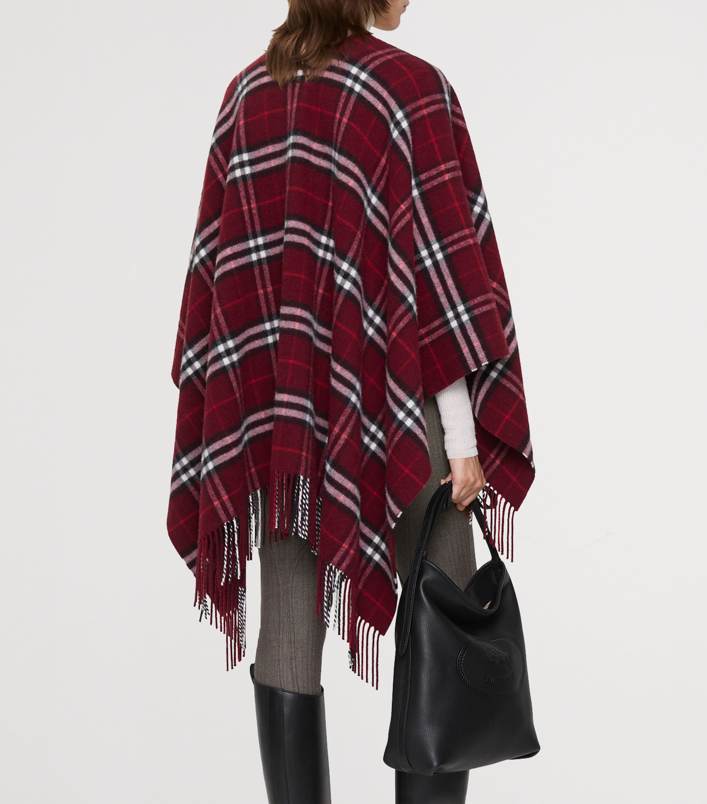 Wool-Cashmere Check Cape