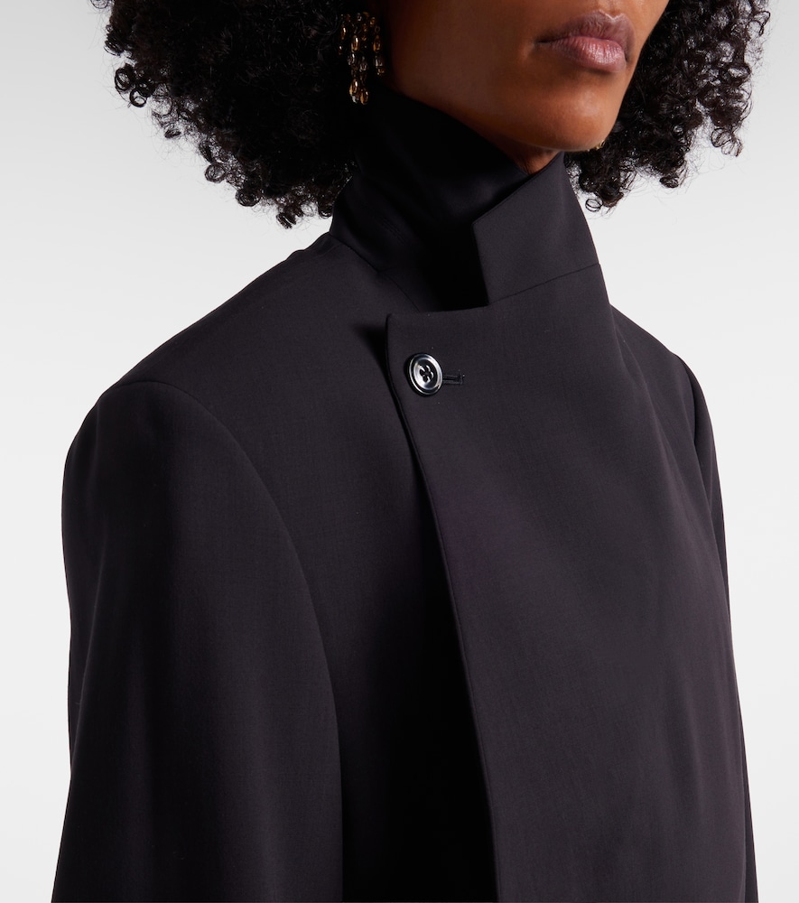 Wool crêpe wrap coat