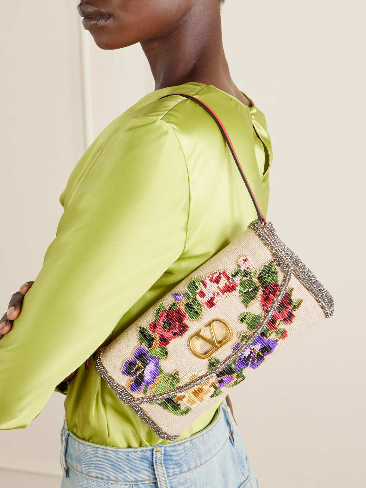 Devain Sequin-embellished Cloqué Shoulder Bag - Multi