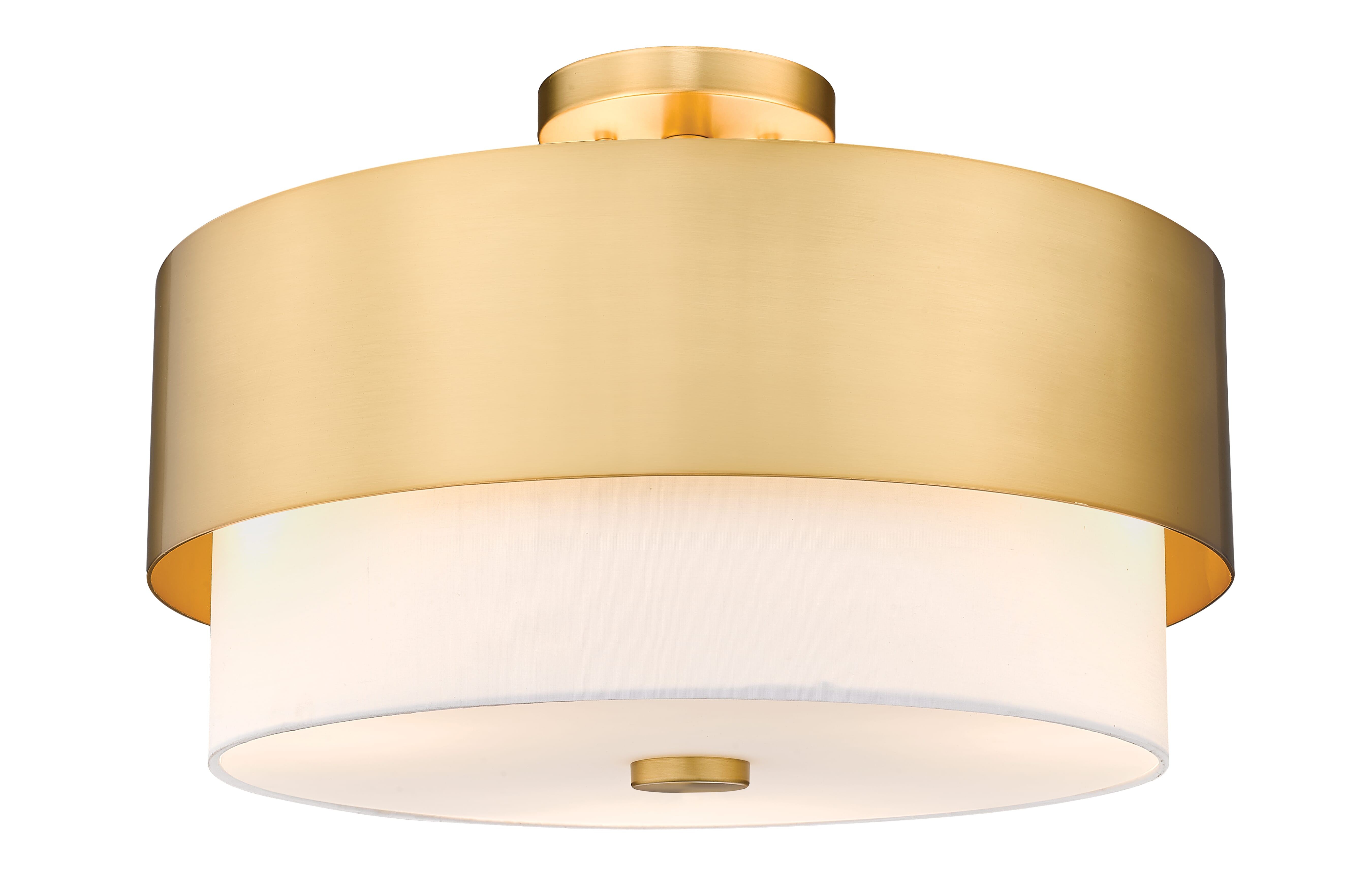 Modern Gold Three Light Semi Flush Mount from the Counterpoint Collection
