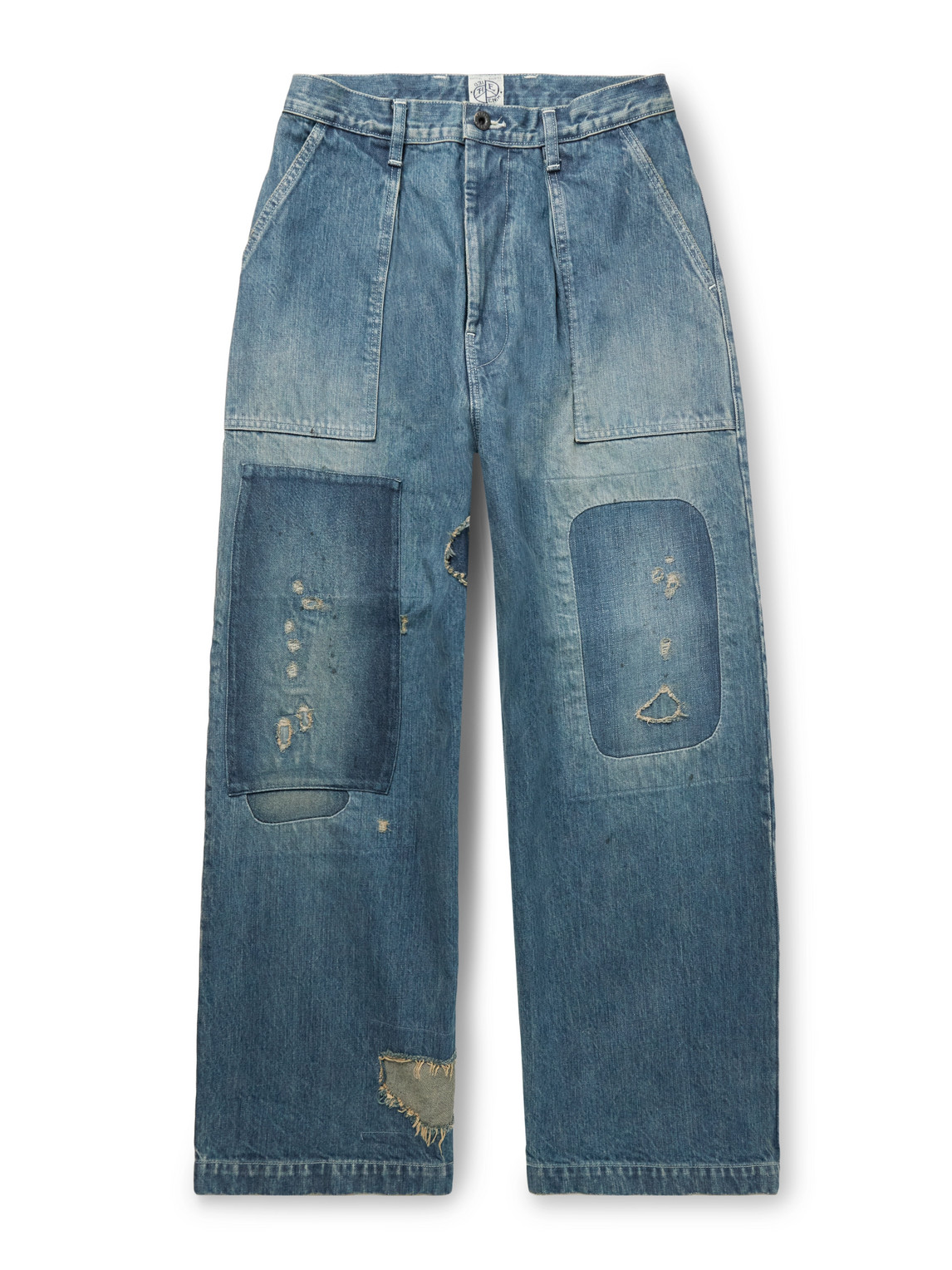 Rushfield Remake Wide-Leg Panelled Distressed Jeans