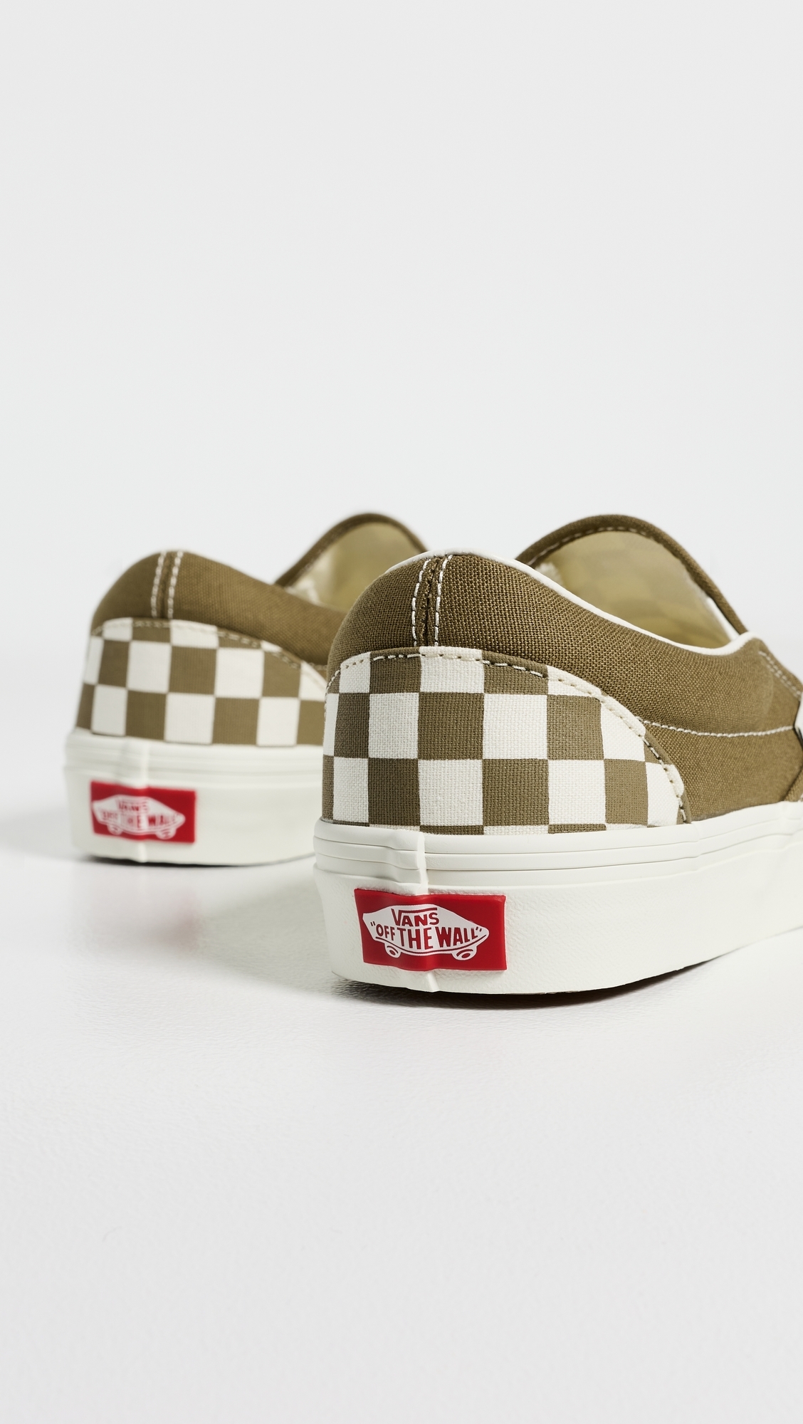 Classic Slip On Unisex Sneakers Checkerboard Olive Brown W