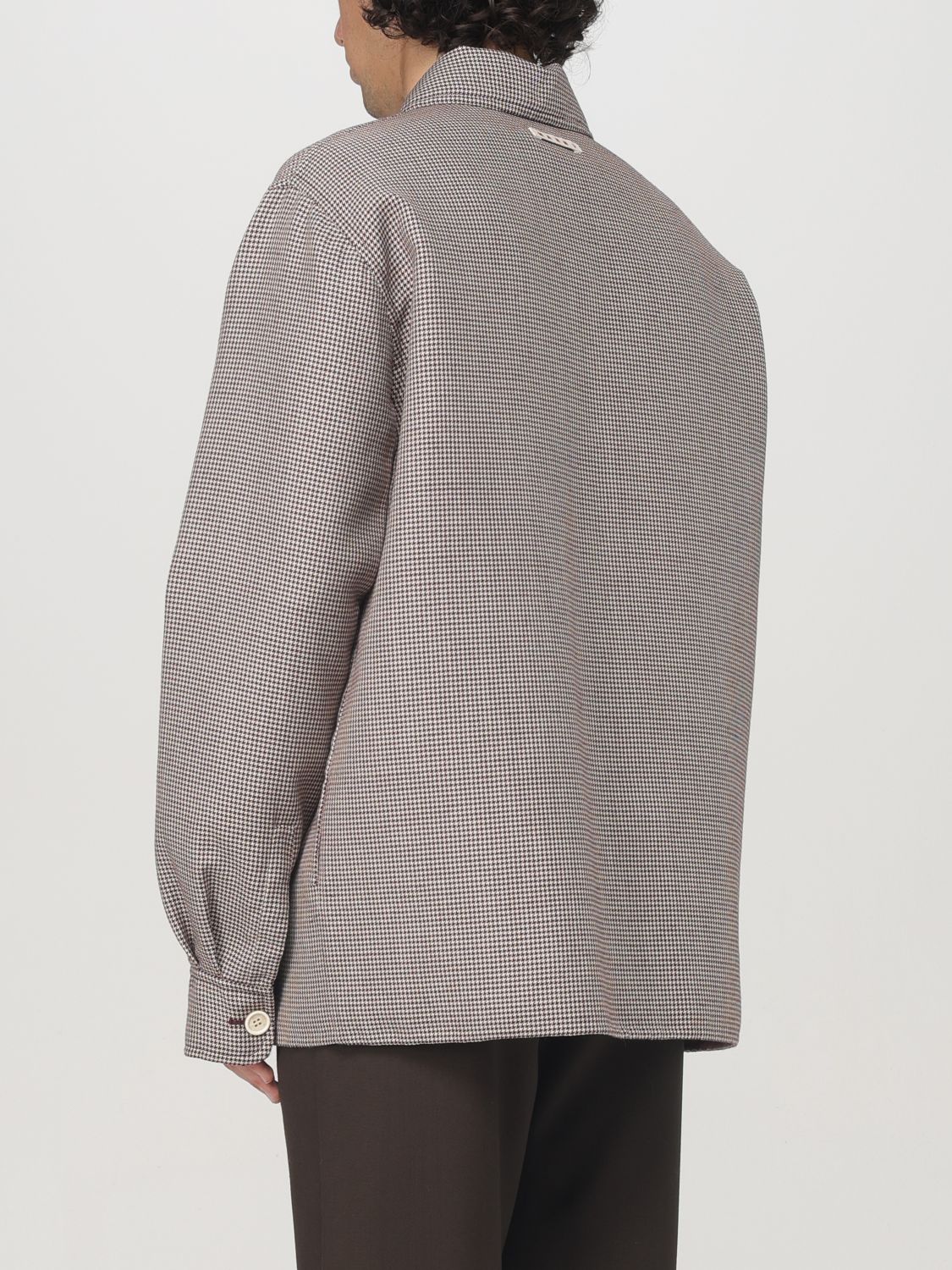 Houndstooth-print flap-pocket shirt - Blue