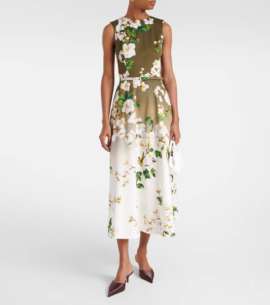 Floral ombré cotton-blend cocktail dress