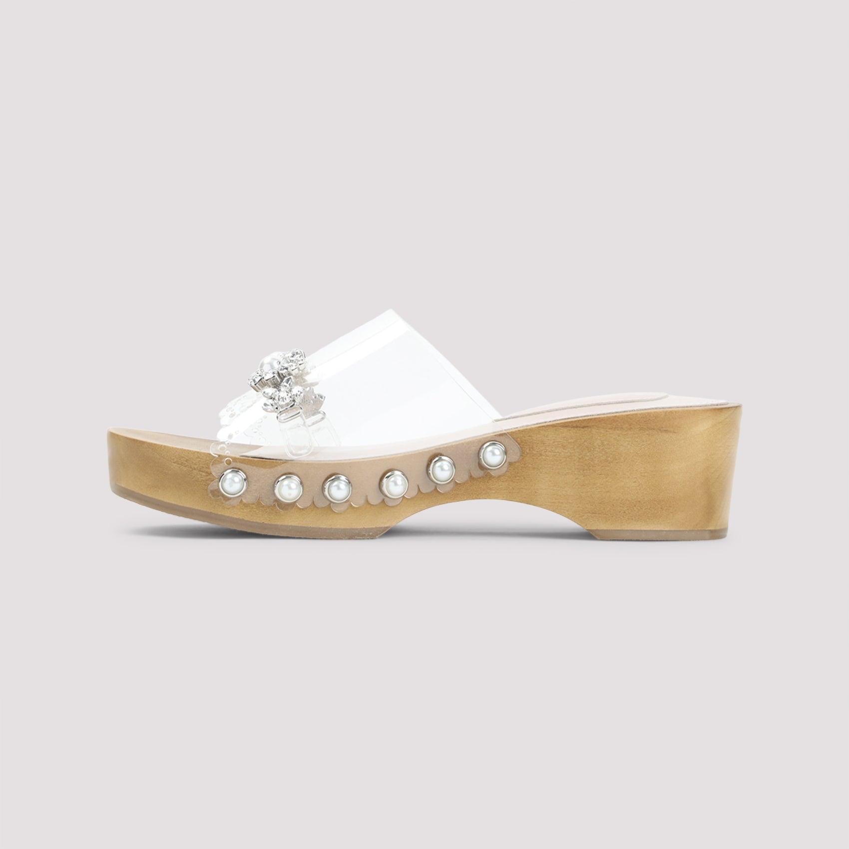 Scalopped Wooden Clog Sandals