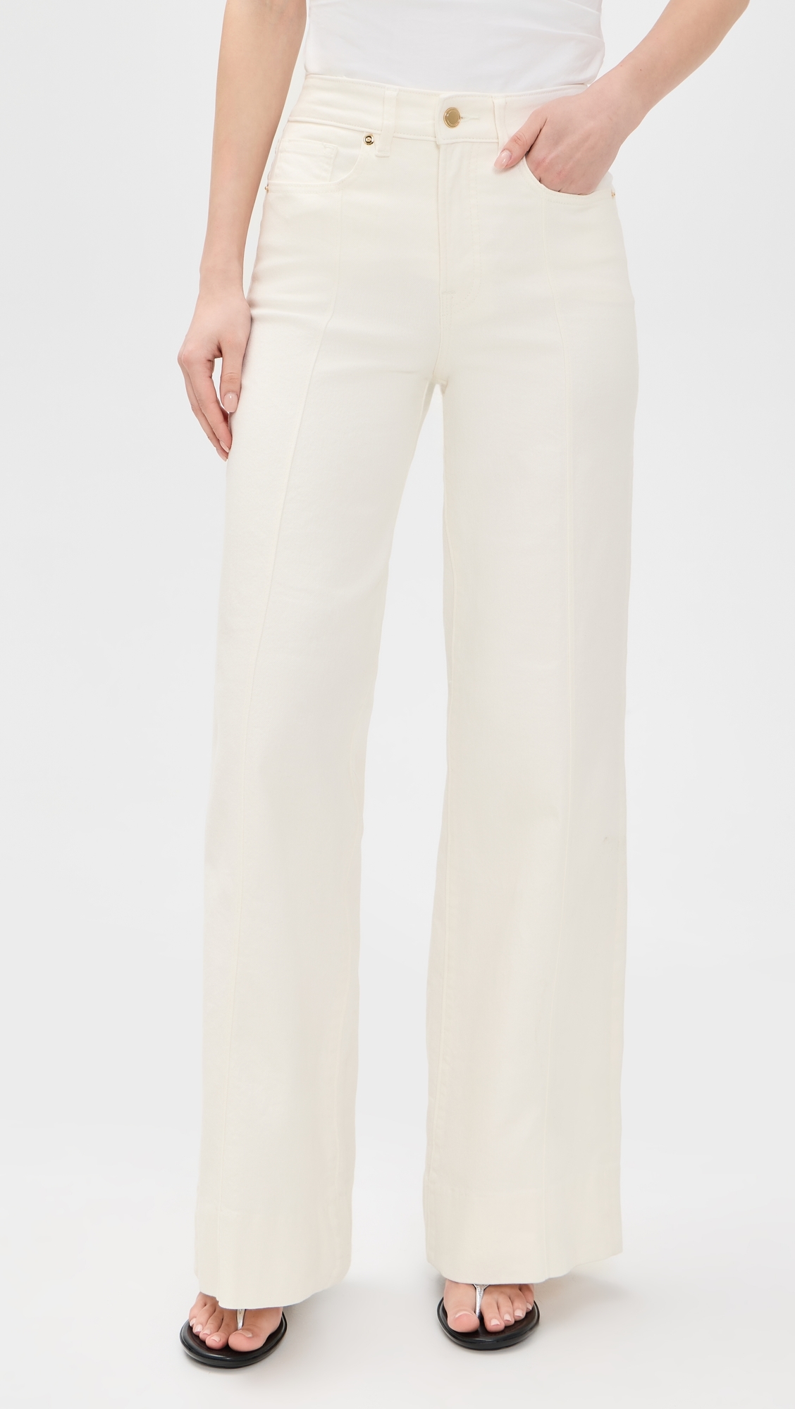 Good Waist Palazzo Jeans Cotton White