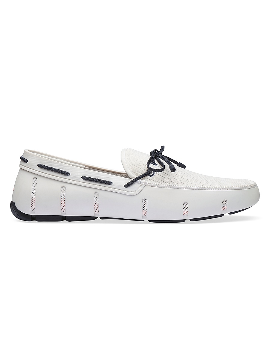 Men's Braided Lace Loafers - White Navy