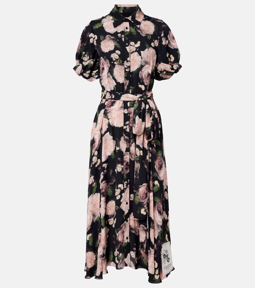 Floral belted shirt dress