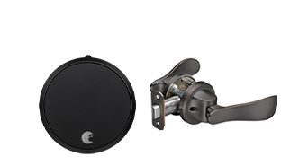 August Smart Lock Pro + Connect with Navis Paddle in Bronze - Dark Gray