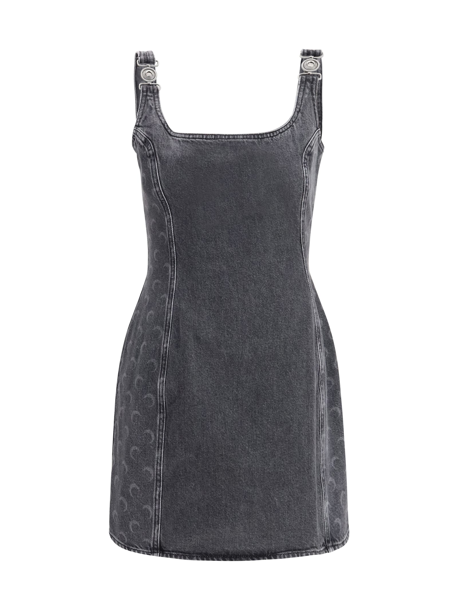 Marine Greenhouses Short Denim Dress With Crescent Details