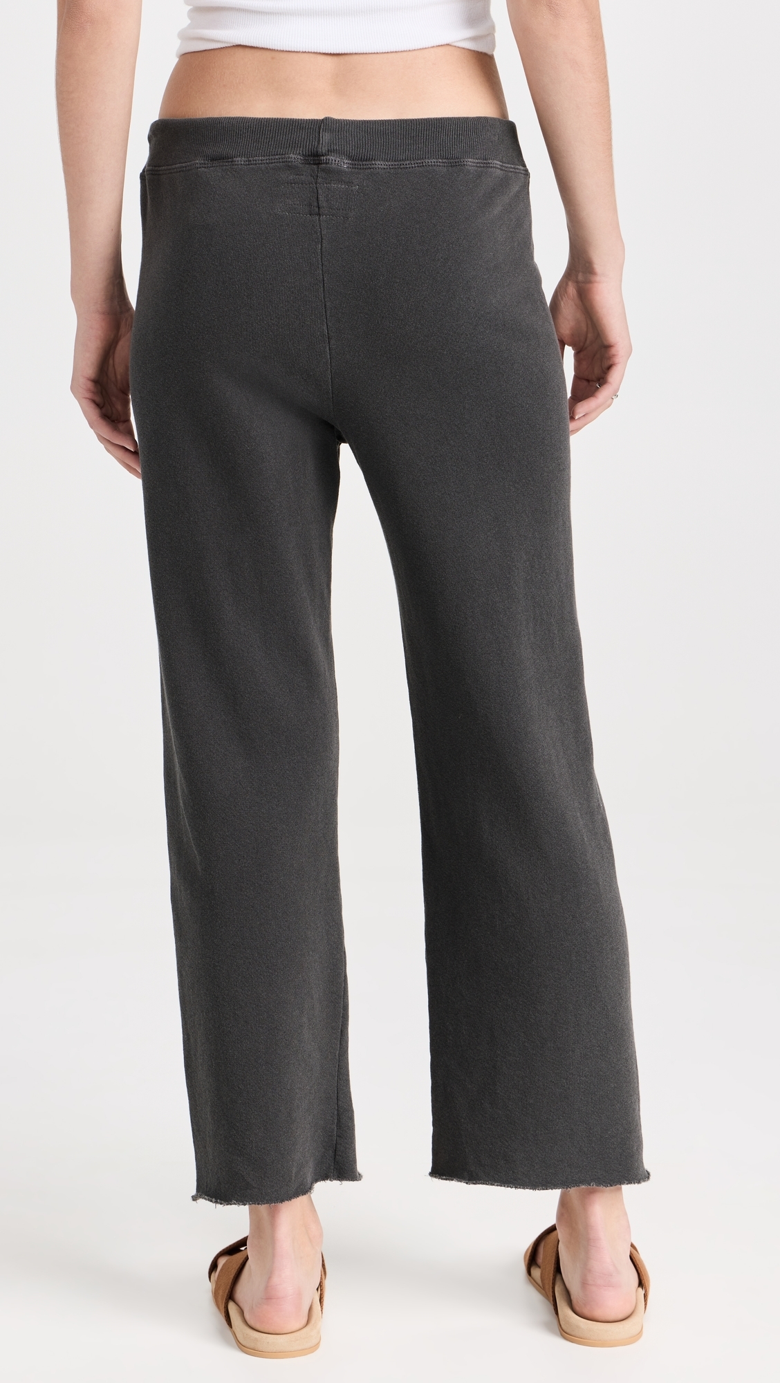 The Wide Leg Cropped Sweatpants Washed Black