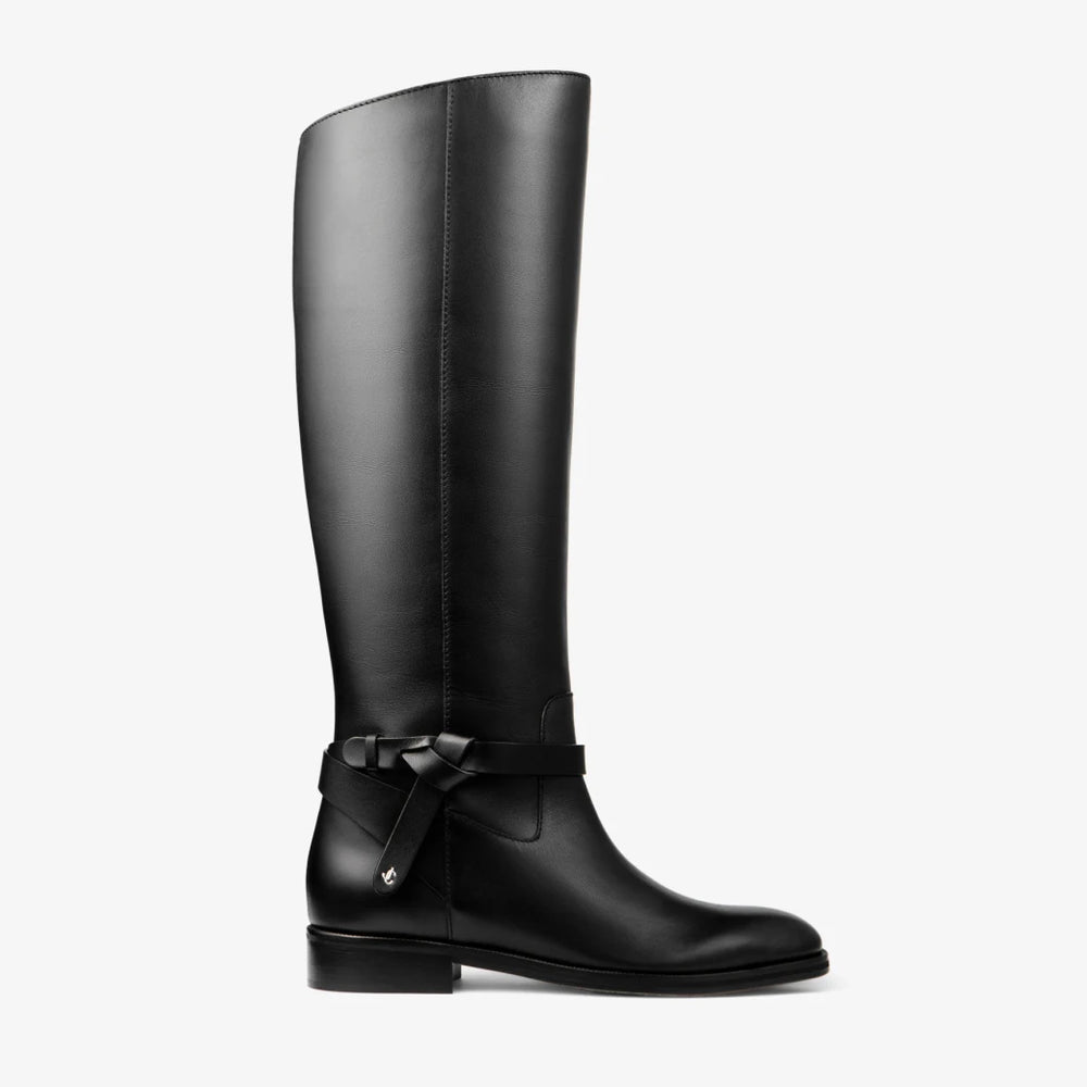 Leather Knee-High Boot — Black