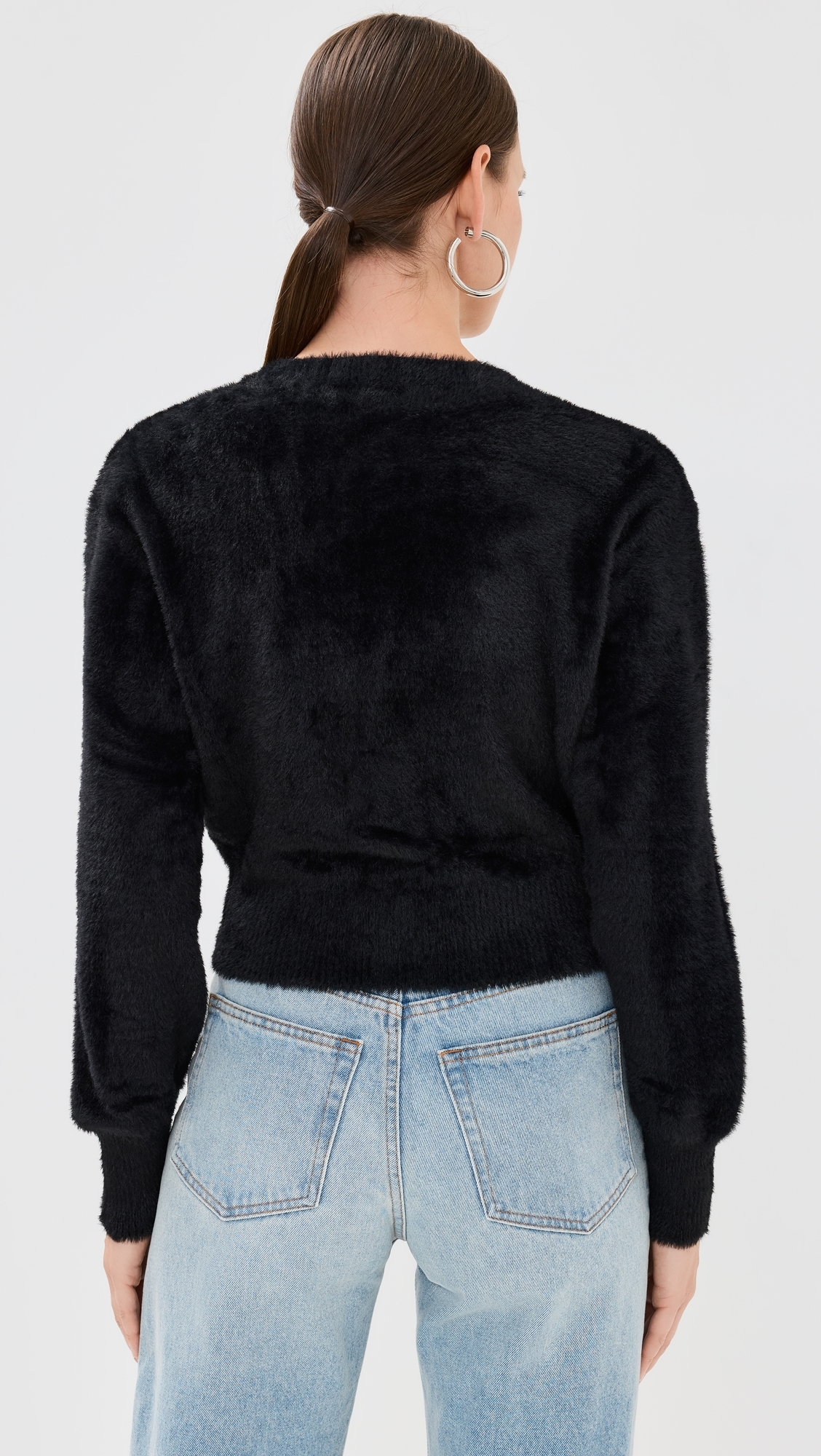 Fuzzy Cardigan Black001