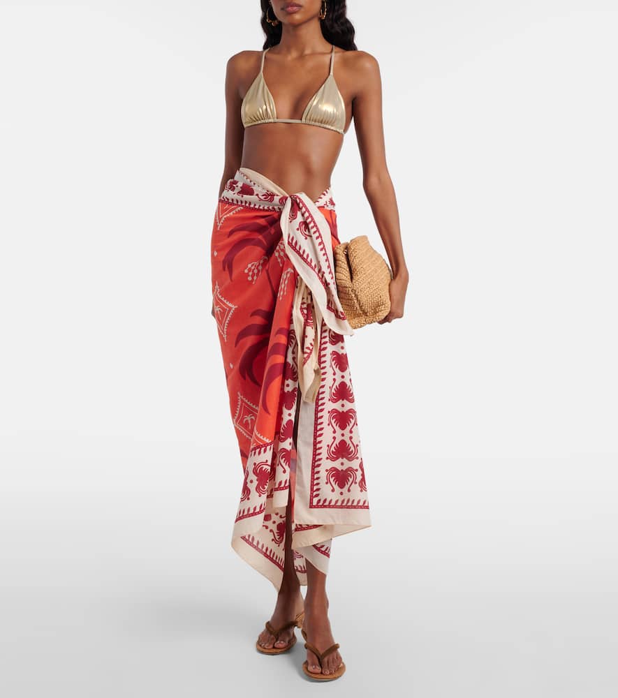 Dance Of printed cotton beach cover-up