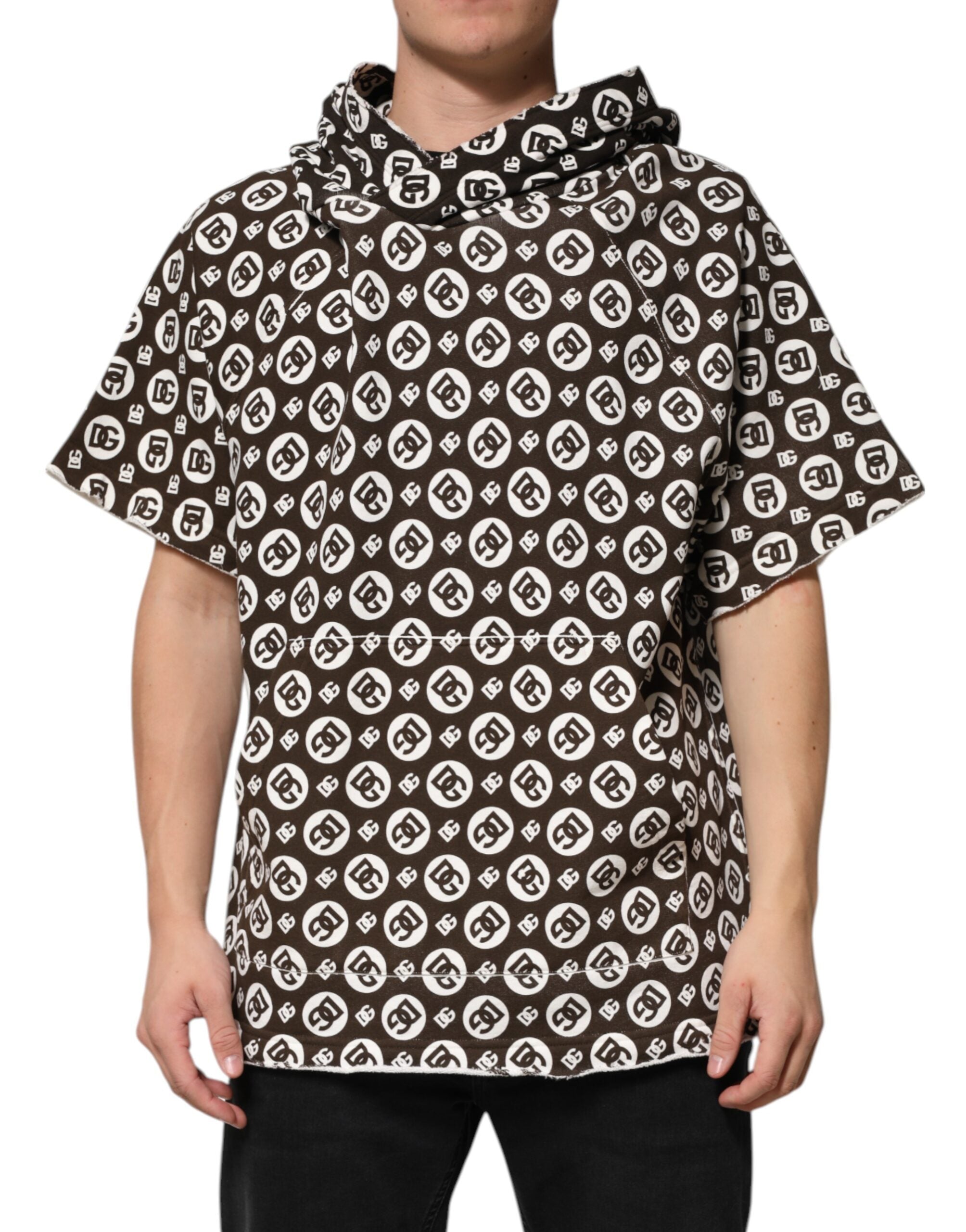 Logo-Embroidered Cotton Hoodie — Brown