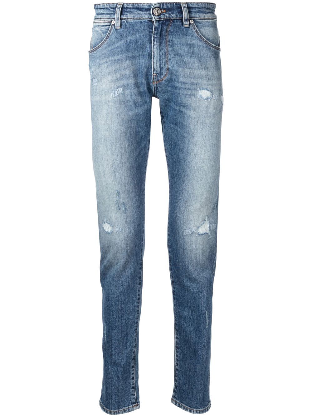 Distressed slim-cut jeans - Blue