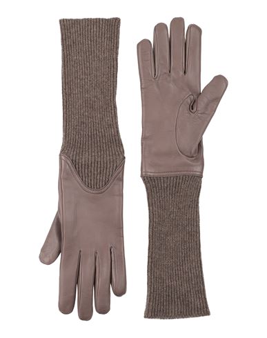 Woman Gloves Taupe Size L Cashmere, Lambskin
