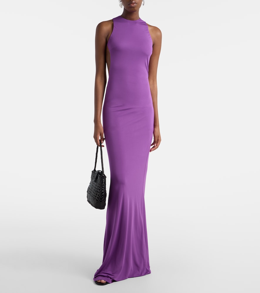 Maha beaded open-back jersey gown