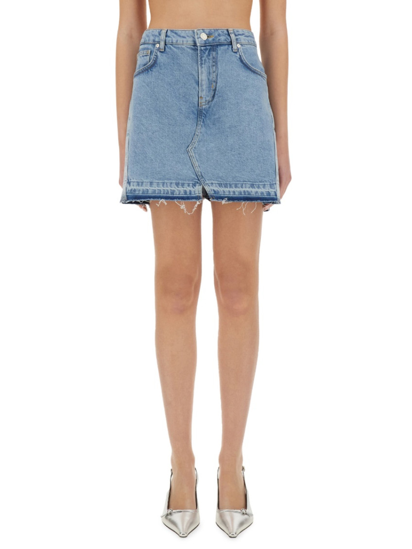 Moschino - distressed denim shorts with frayed he