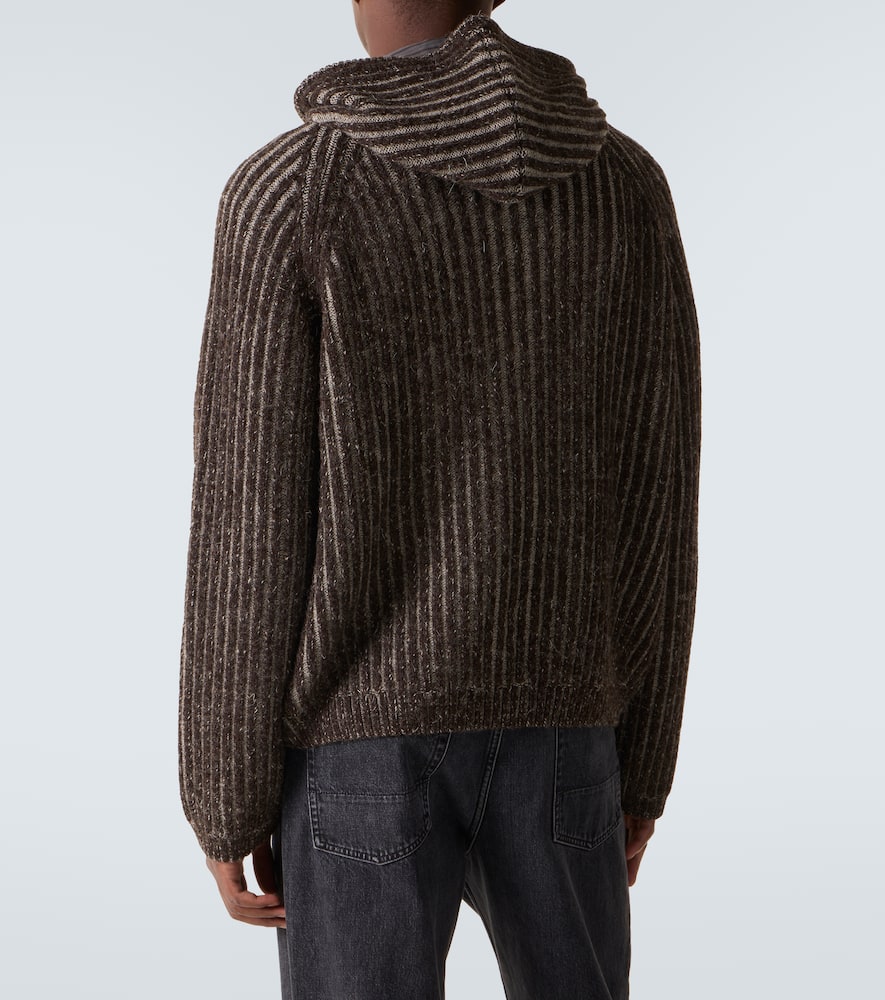 Level ribbed-knit wool zip-up hoodie