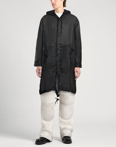 Man Overcoat & Trench Coat Black Size 40 Cotton