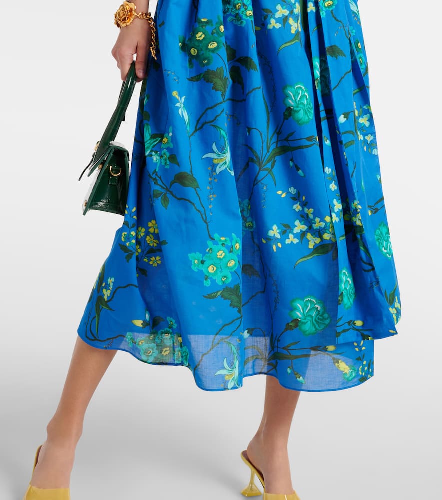 Floral cotton and linen midi dress