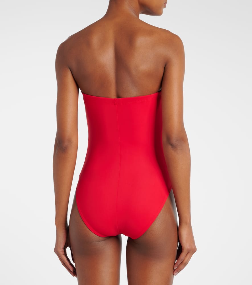 Tess floral-appliqué bandeau swimsuit