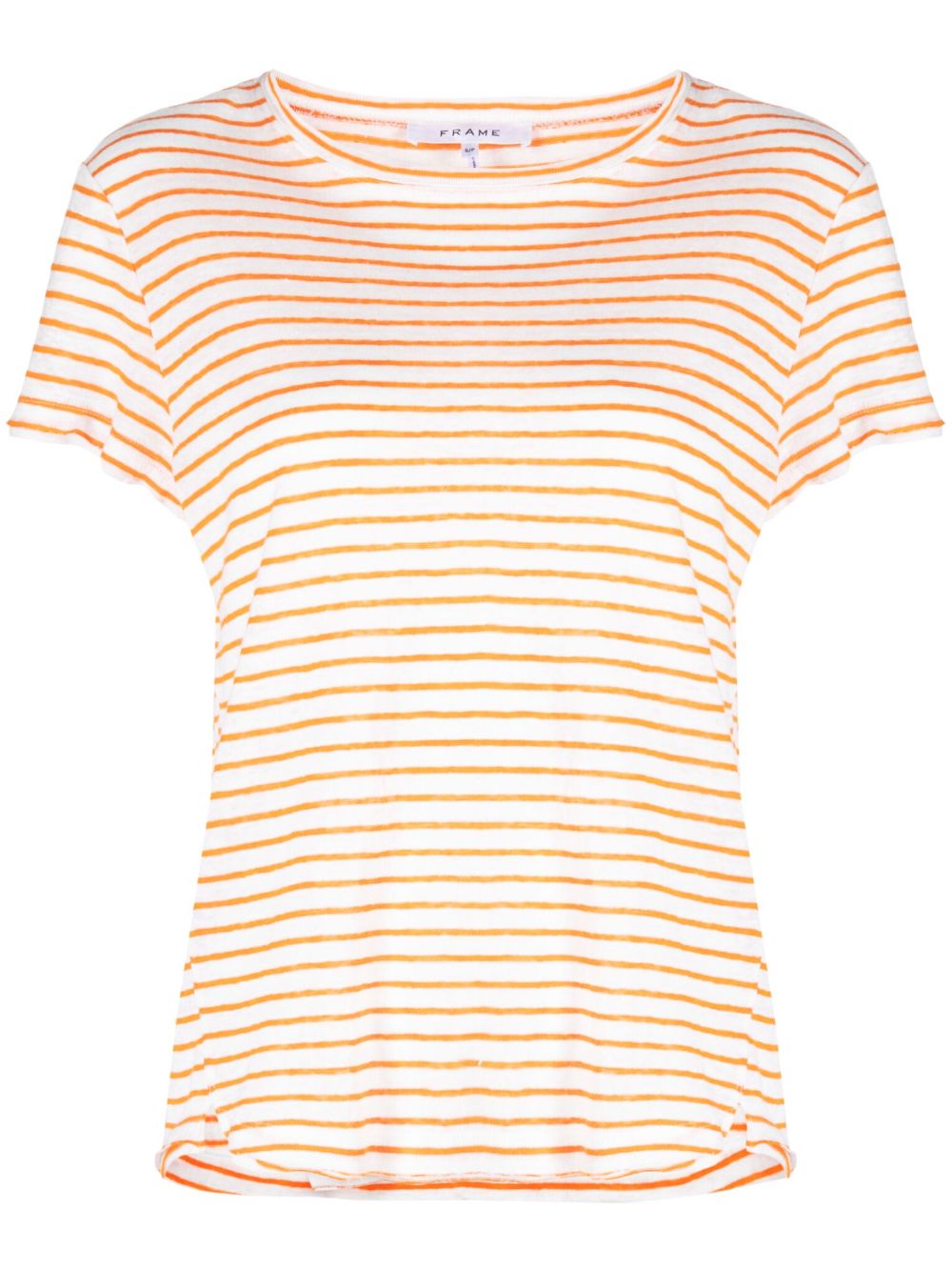 Striped organic-linen T-shirt - Neutrals