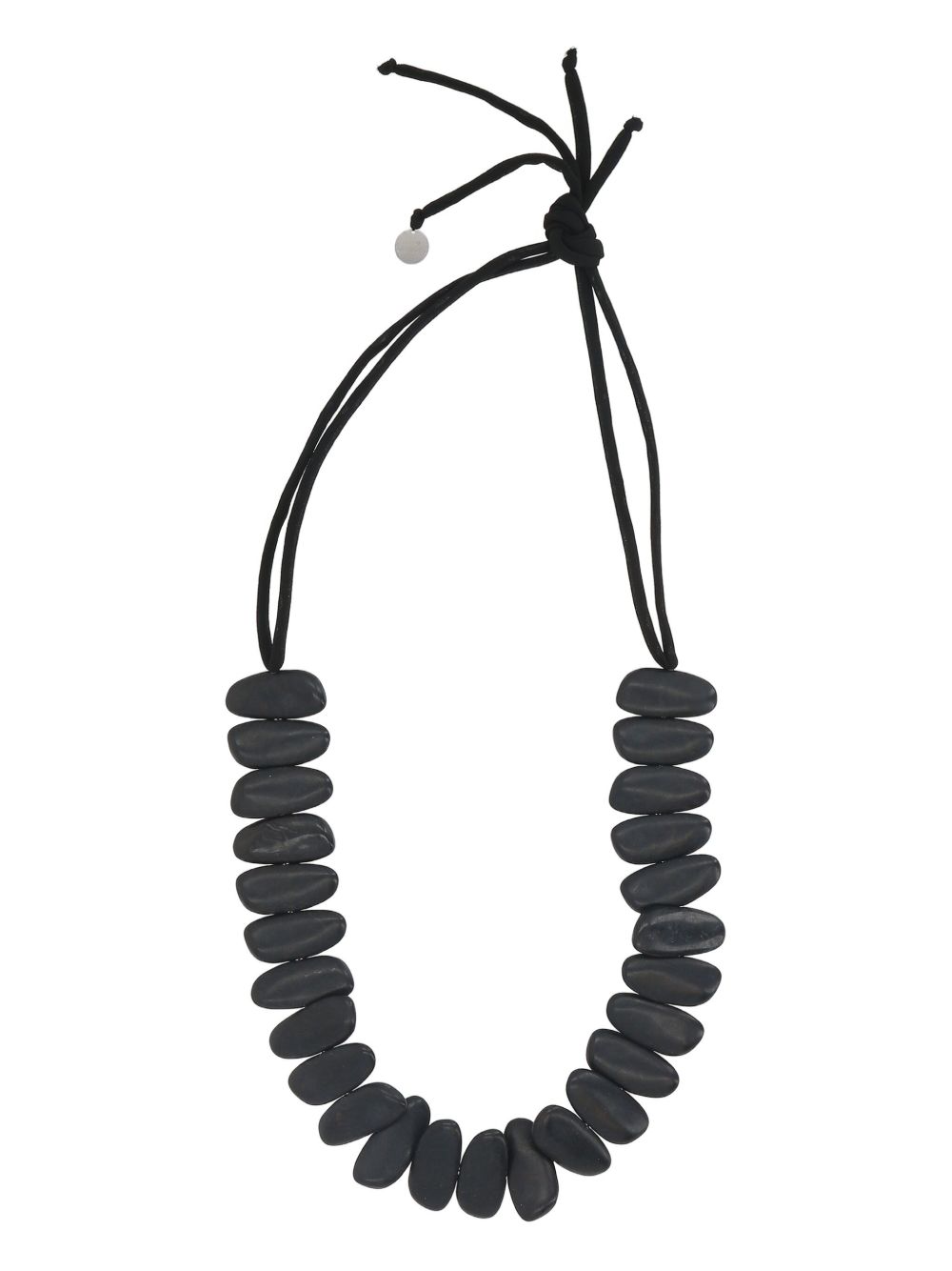 Crêpe and resin necklace - Black