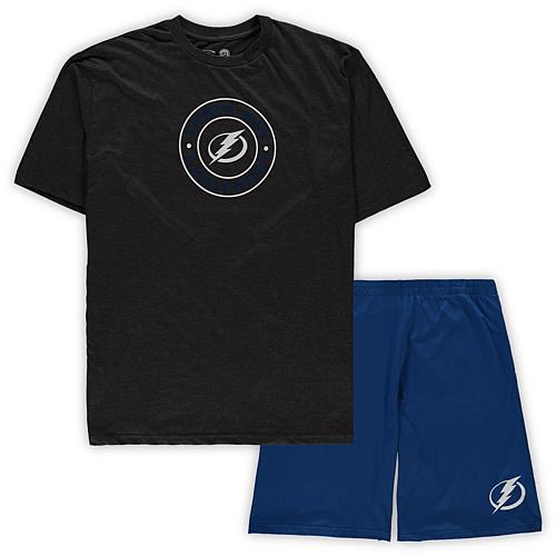 Men's Blue/Heathered Charcoal Tampa Bay Lightning Big & Tall T-Shirt & Shorts Sleep 