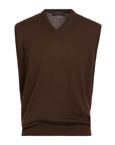 Man Sweater Dark brown Size 40 Virgin Wool
