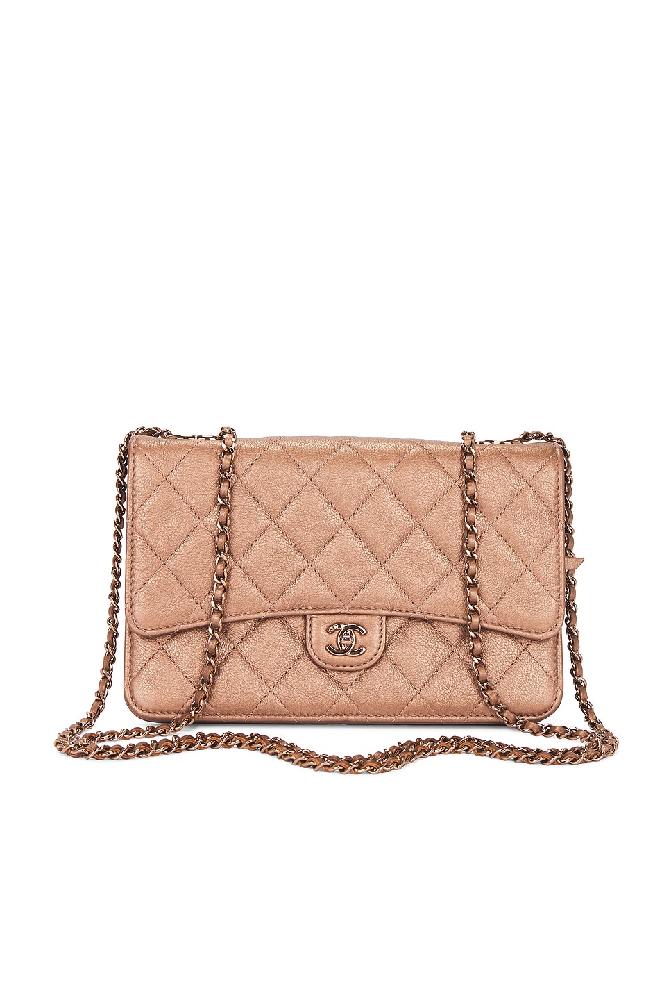 Chanel Chanel Lambskin Wallet On Chain in Bronze - Metallic Bronze. a