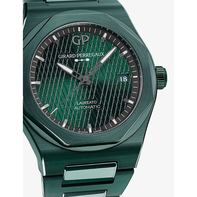 Mens Green 81005-32-3080-1CX Laureato Aston Martin Ceramic Automatic Watch 