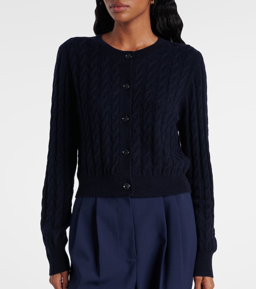 Cable-knit wool and cashmere cardigan