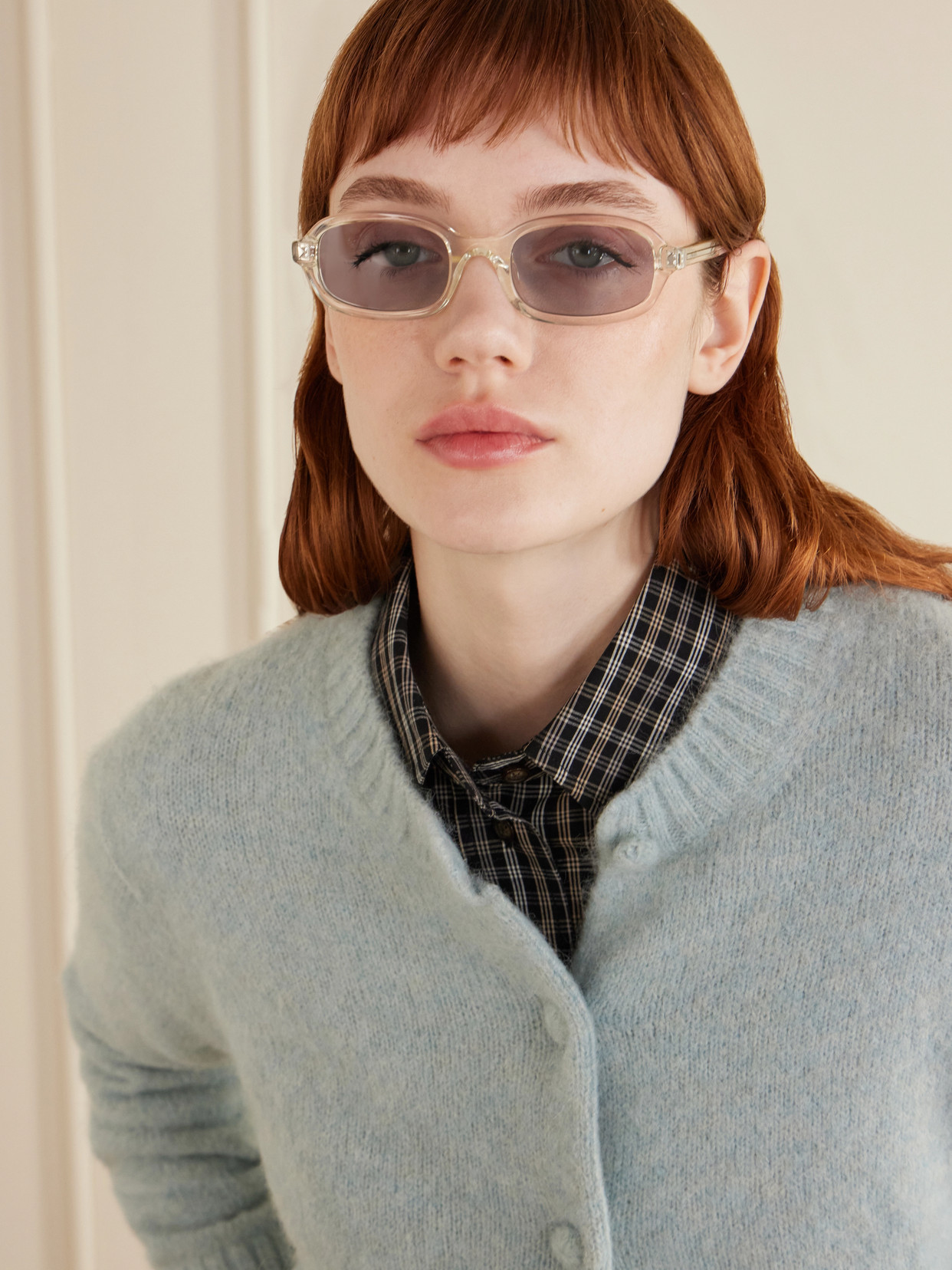 Rectangular-frame Acetate Sunglasses - Clear