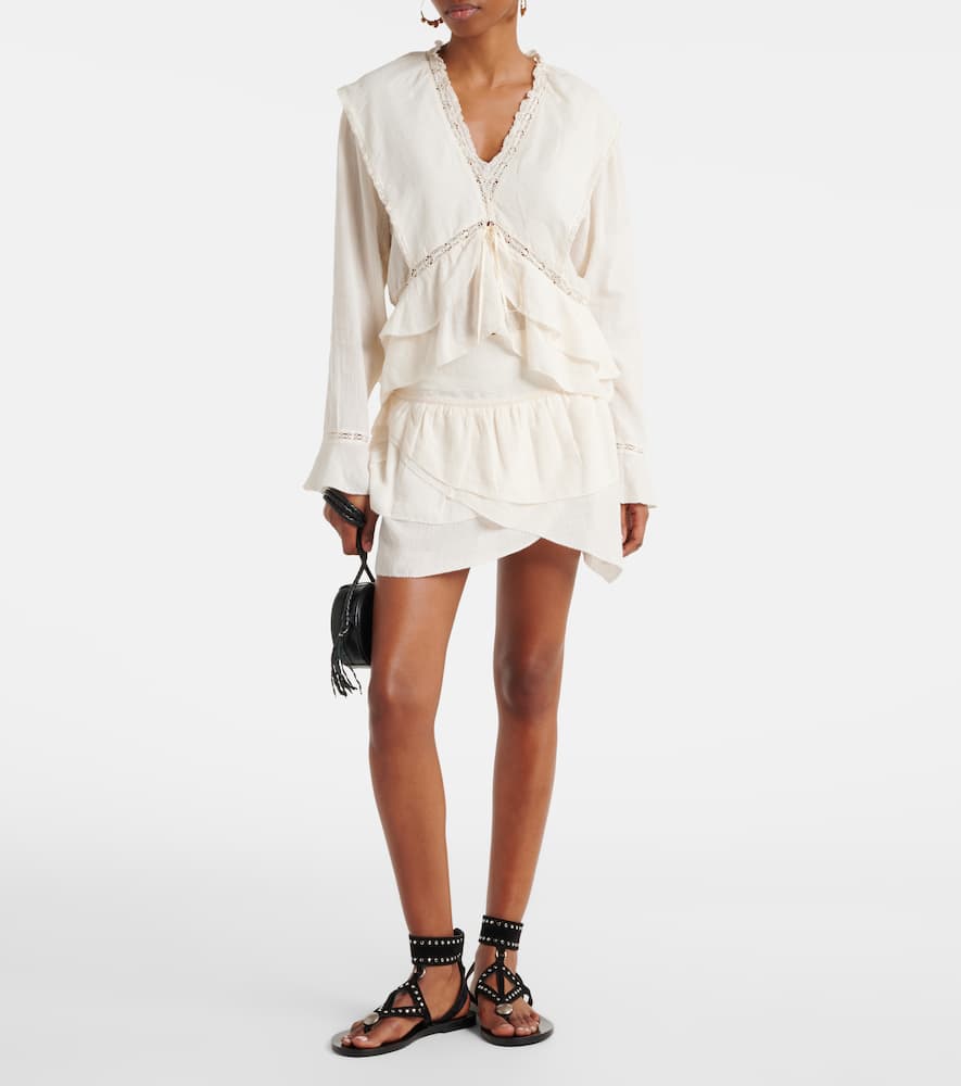 Dejha cotton and linen-blend miniskirt