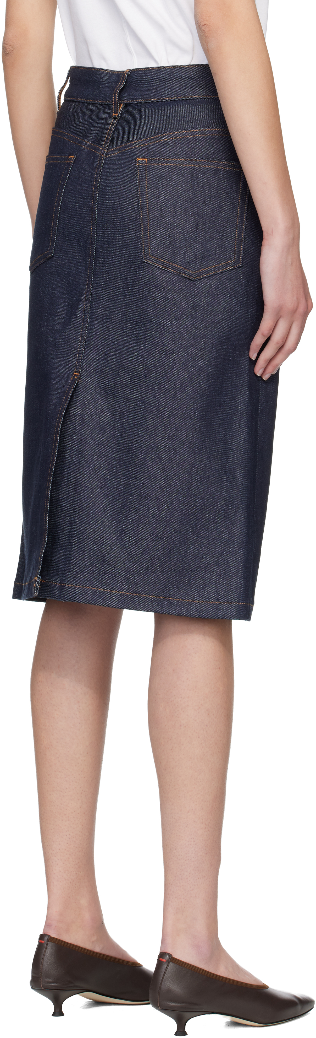 Navy Lizzie Denim Midi Skirt