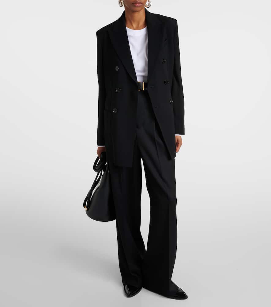 High-rise wool wide-leg pants