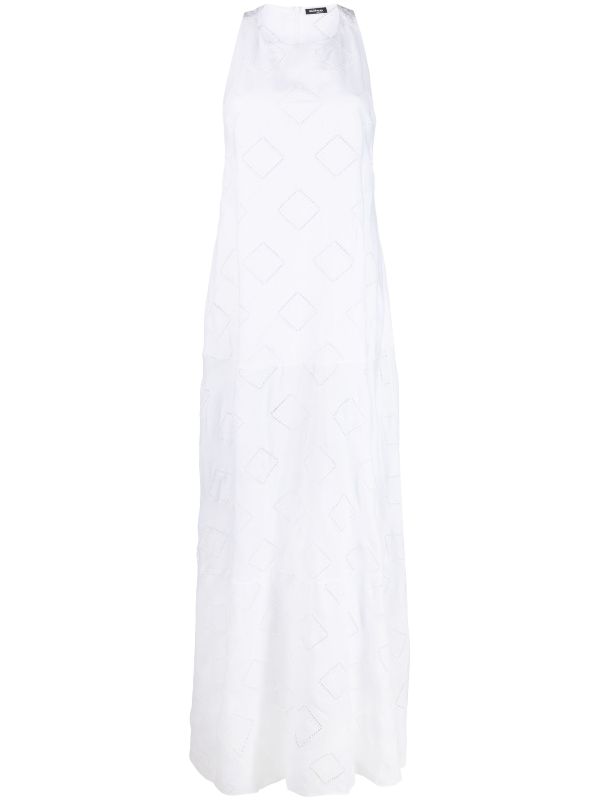 Perforated Linen Maxi Dress — Off-white