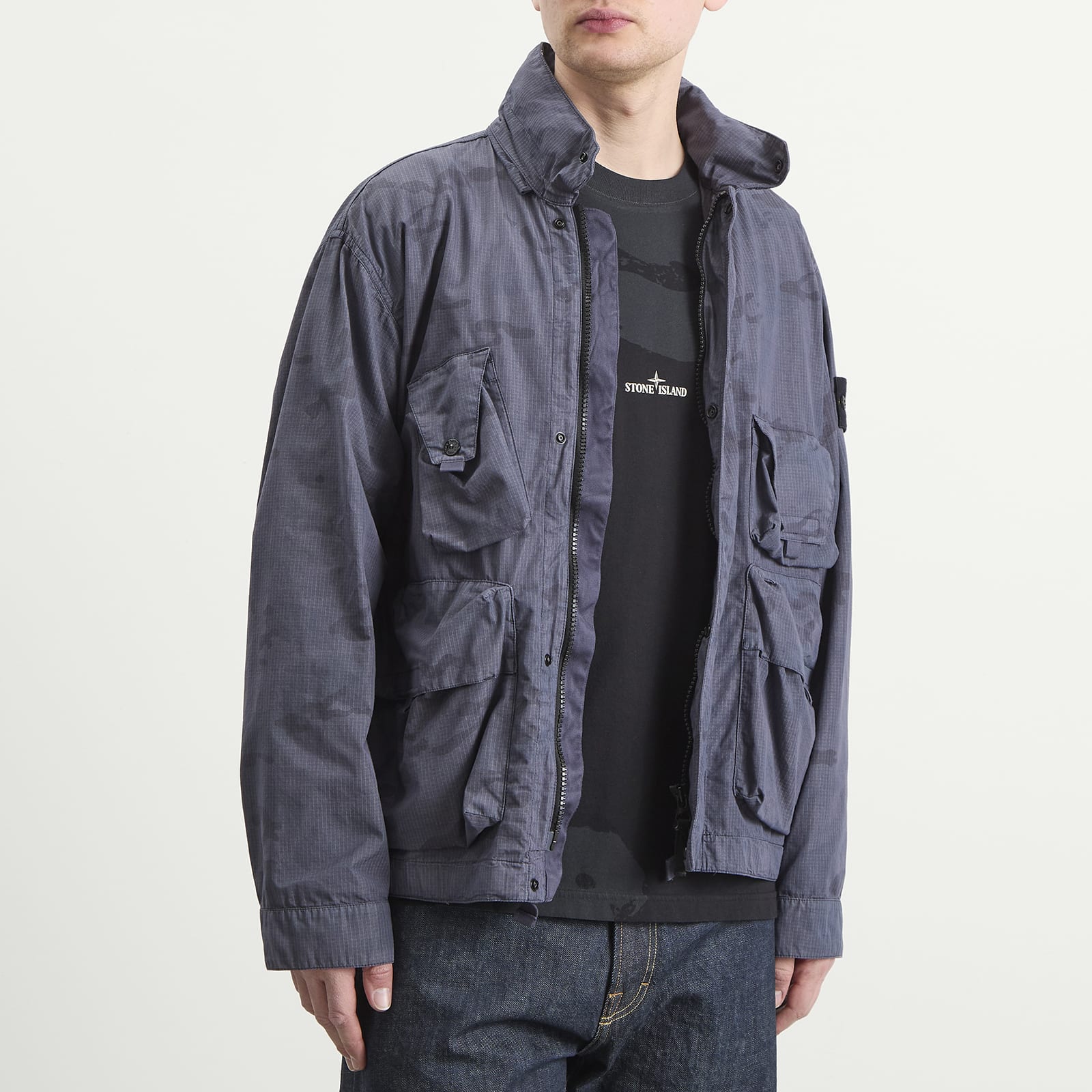 Men's Faded Camo Ripstop-TC Field Jacket in Blue Grey