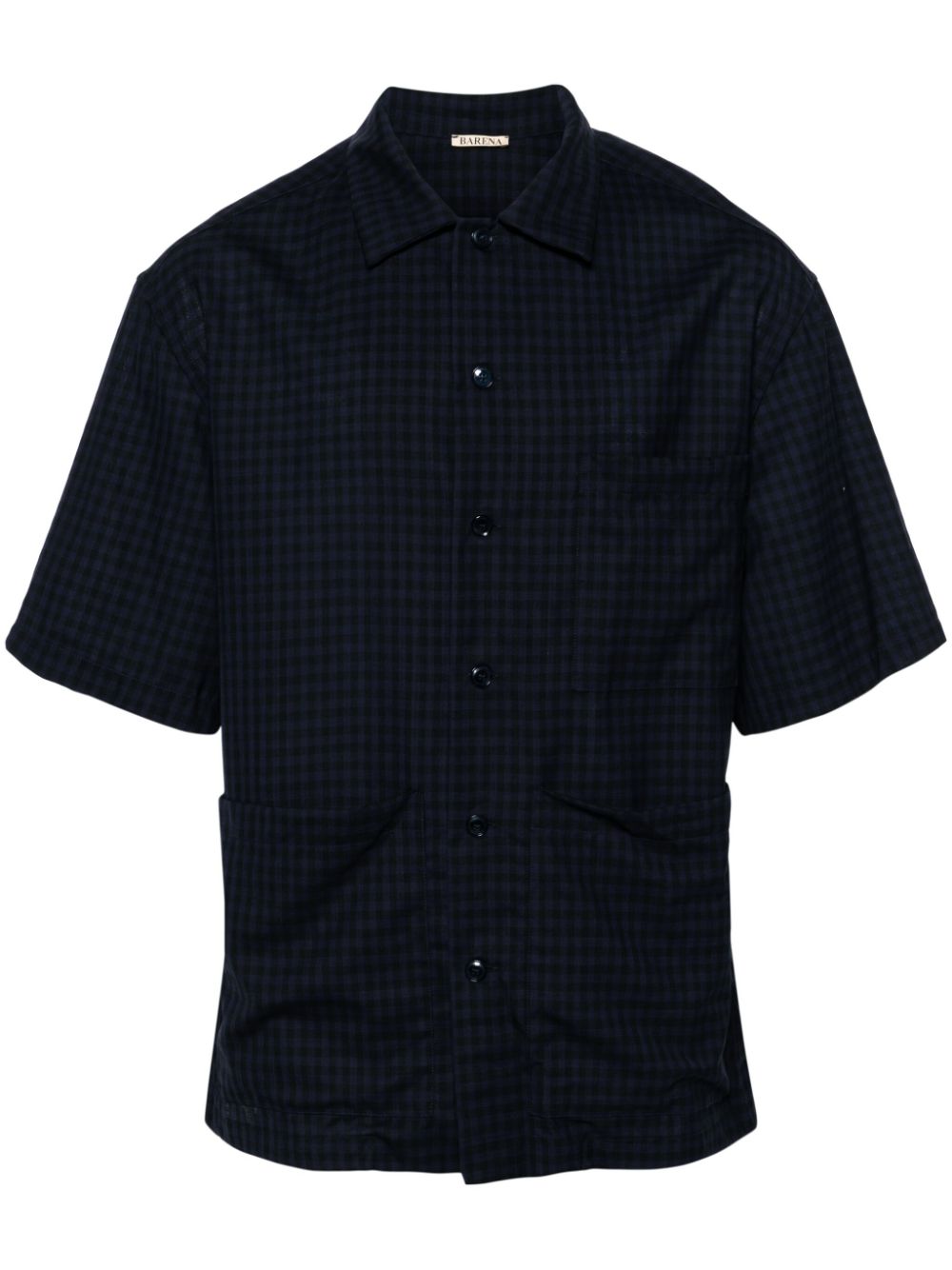 Checked camp-collar shirt - Blue