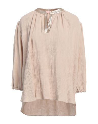 Woman Top Beige Size 8 Polyester, Elastane